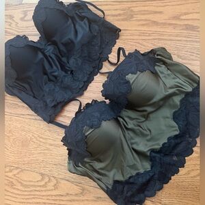 Auden Black and Olive Lace Bra Set